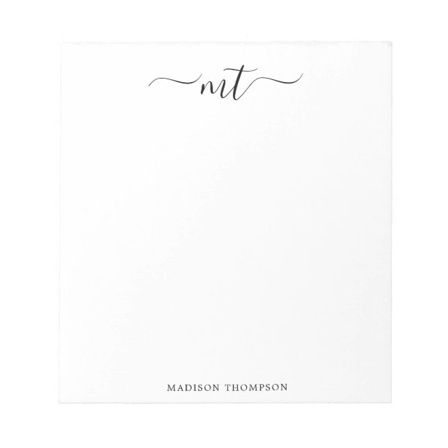Monogram Chic Black Stationery Notizblock (Vorderseite)