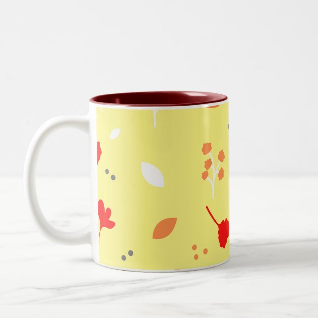 Monogram Chic Blume Pink Gift Zweifarbige Tasse (Links)