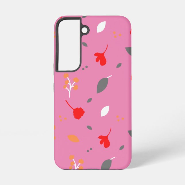 Monogram Chic Blume Pink Samsung Galaxy s 22 Hülle (Rückseite)