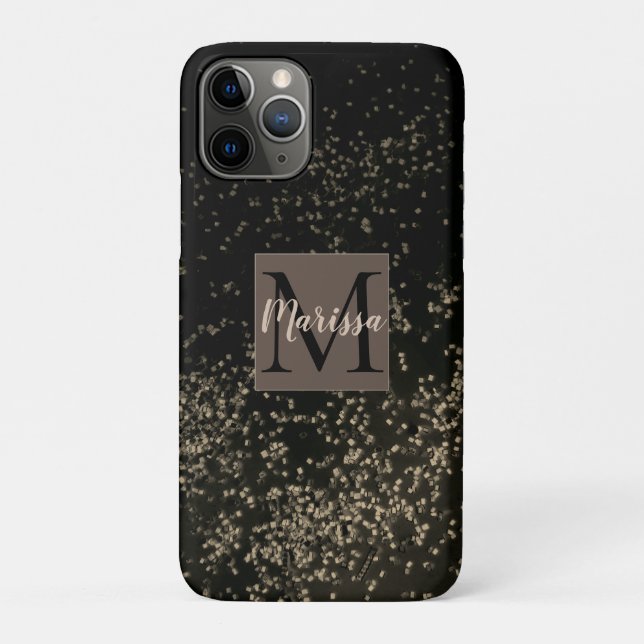 Monogram Chic Gold Confetti Case-Mate iPhone Hülle (Rückseite)