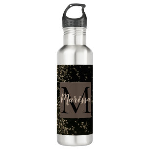 Monogram Chic Gold Confetti Edelstahlflasche
