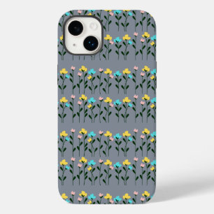 Monogram Chic Grau Blumenmuster Case-Mate iPhone 14 Plus Hülle