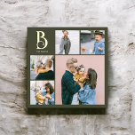 Monogram Chic Multi Foto Boho Green Foliendrucke<br><div class="desc">Erhöhen Sie Ihre Wohngestaltung mit unserem personalisierten quadratischen Folienkunstdruck, der perfekt dazu geeignet ist, jedem Raum eine Touch von Eleganz und Personalisierung hinzuzufügen. Dieses atemberaubende Stück verfügt über eine Foto-Collage mit 4 quadratischen Fotos und einem größeren vertikalen Foto, mit dem Sie Ihre LieblingsErinnerungen in einem optisch ansprechenden Layout präsentieren können....</div>