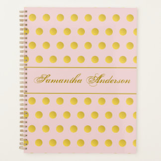 Monogram Chic Pink Gold Name Polka Dot Plane Planer