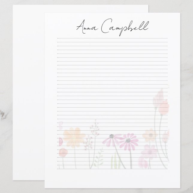 Monogram Chic Script Name Stationery Paper (Vorne/Hinten)