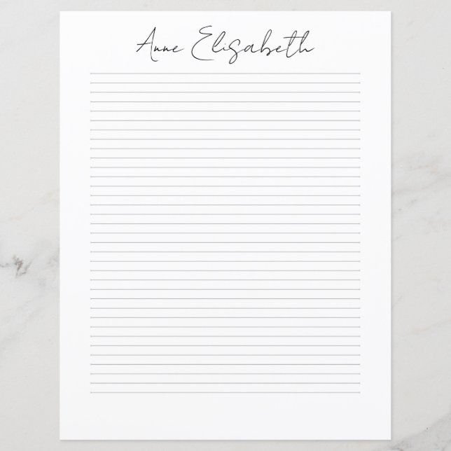 Monogram Chic Script Name Stationery Paper (Vorderseite)