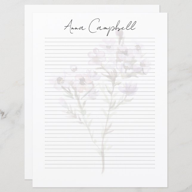 Monogram Chic Script Name Stationery Paper (Vorne/Hinten)