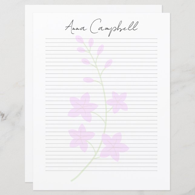 Monogram Chic Script Name Stationery Paper (Vorne/Hinten)
