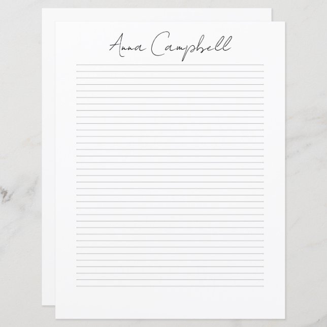 Monogram Chic Script Name Stationery Paper (Vorne/Hinten)