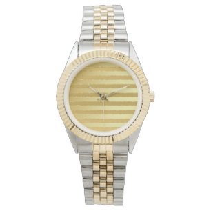 Monogram Chic Striped Gold Glitzer Women's Armbanduhr