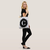 Monogram Chic White Black Polka Dots