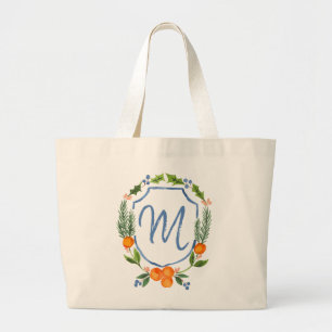 Monogram Chinoiserie Citrus Wappen Jumbo Stoffbeutel