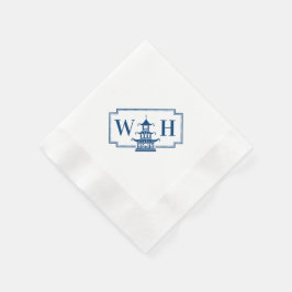 Monogram Chinoiserie Pagoda Diagonal Navy Napkins Serviette