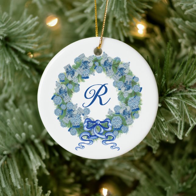 Monogram Christmas Ginger Jar Jars Chinoiserie Keramik Ornament (Baum)