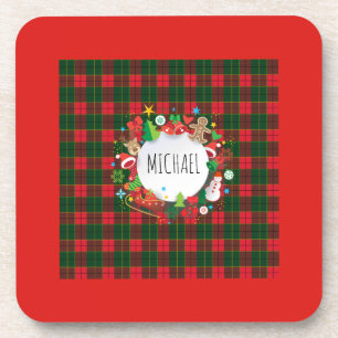 Monogram Christmas & Happy New Year Scotland Decor Getränkeuntersetzer