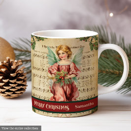 Monogram Christmas Mug Vintage Angel Table Decor Kaffeetasse
