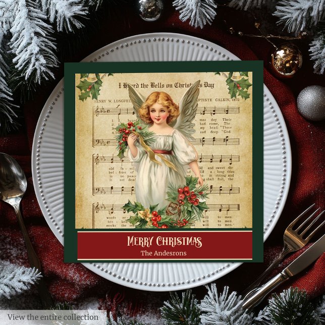 Monogram Christmas Napkins Elegant Angel Keepsake Serviette (Monogram Christmas Napkins Elegant Angel Keepsake)