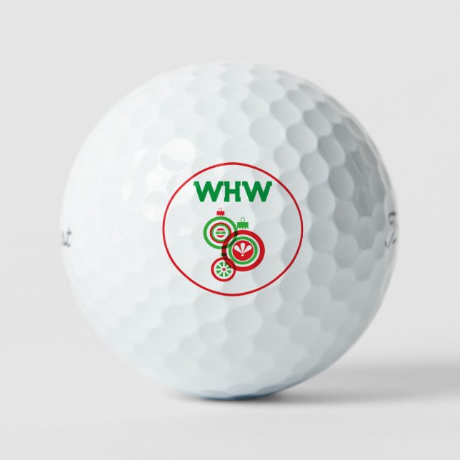 Monogram Christmas Ornament Golf Ball (Vorderseite)
