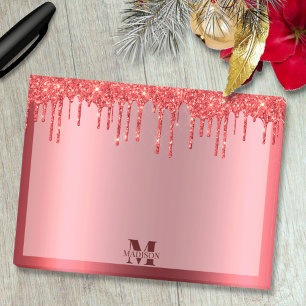 Monogram Christmas Red Dripping Glitzer Metallic Post-it Klebezettel