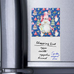Monogram Christmas Santa Gnome Pattern Blau Magnet<br><div class="desc">Weihnachtsmuster Blue Santa Gnome für Ferien Küchen Magnet. Ein blaues Hintergrundmuster mit Gnomen,  Geschenken,  Heiligen,  Bonbons,  Weihnachtsbäumen und der Tasche des Weihnachtsmanns. Personalisieren Sie dies mit Ihren Monogrammen.</div>