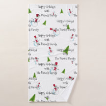 Monogram Christmas Snowman Towel