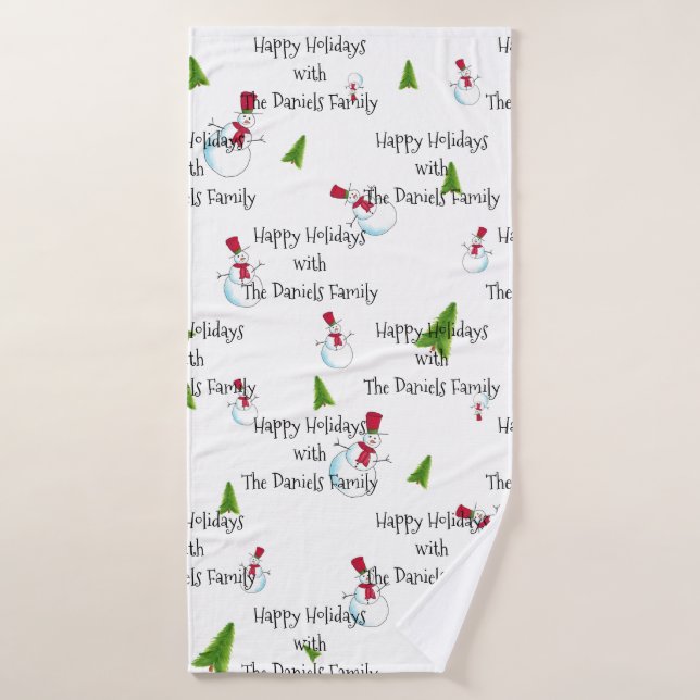 Monogram Christmas Snowman Towel Badehandtuch (Badehandtuch)
