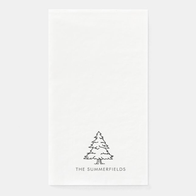Monogram Christmas Tree Holiday Family Wiedersehen Serviette (Vorderseite)