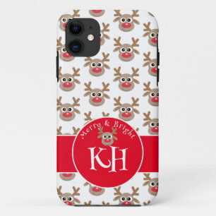Monogram Christmas White Red Niedlich Rentier Patt Case-Mate iPhone Hülle