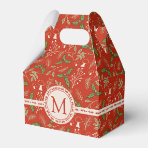 Monogram Christmas Woodlands Red Geschenkschachtel