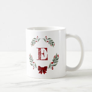 Monogram Christmas Wreath Kaffeetasse