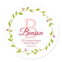 Monogram Christmas Wreath SVG Rücksendeadresse Sie