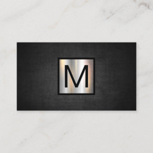 Monogram Chrome Metallic Banner   Dunkle Textur Visitenkarte