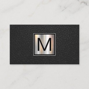 Monogram Chrome Metallic Banner   Leather Black Visitenkarte