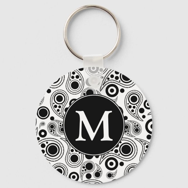 Monogram Circle Pisley Design Schlüsselanhänger (Vorderseite)