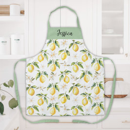 Monogram Citrus Lemon Frucht Botanisches Muster Schürze