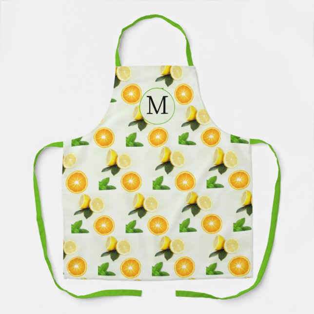 Monogram Citrus und Mint All-Over-Print-Schürze Schürze (Vorderseite)
