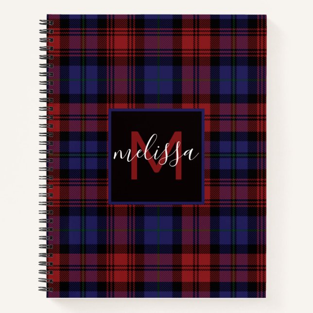 Monogram Clan MacLachlan Tartan Kariert Personalis Notizbuch (Vorderseite)