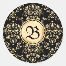 Monogram Class Elegante Gold Damask Mittelalterlic