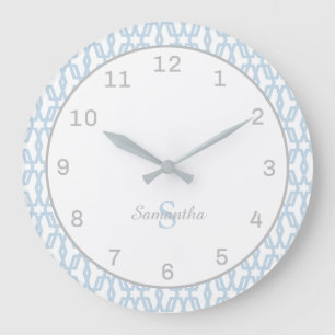 Monogram Classic Blue & Gray Wall Clock Große Wanduhr