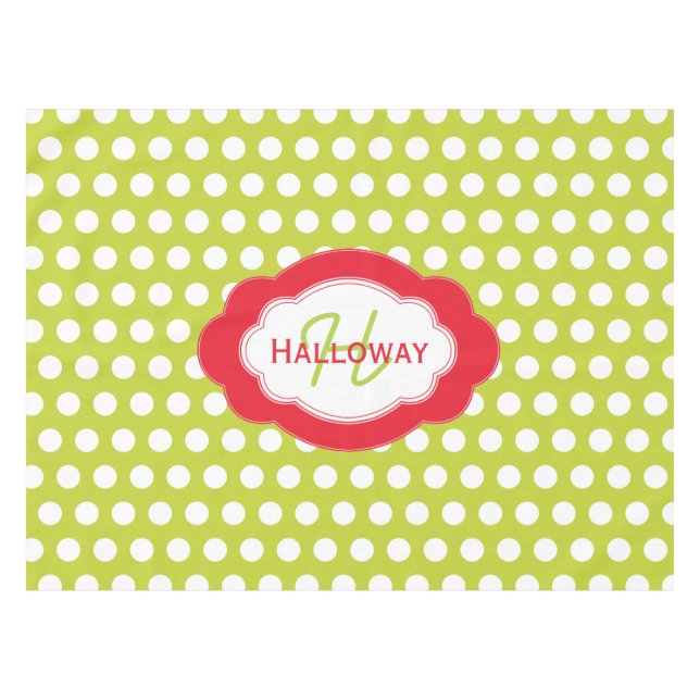 Monogram Classic Dots Christmas Tablecloth Tischdecke (Vorderseite (Horizontal))