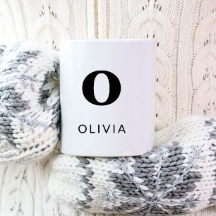 Monogram Classic Elegant 2 Initial Schwarz-weiß Kaffeetasse