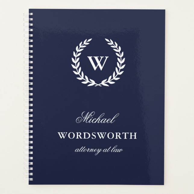 Monogram Classic Elegant Beruflich Blue Planner Planer (Vorderseite)