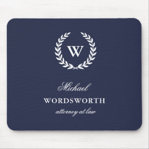 Monogram Classic Elegant Business Blue Mousepad