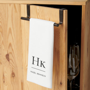 Monogram Classic Elegant Einfach Minimalistisch Wh Geschirrtuch