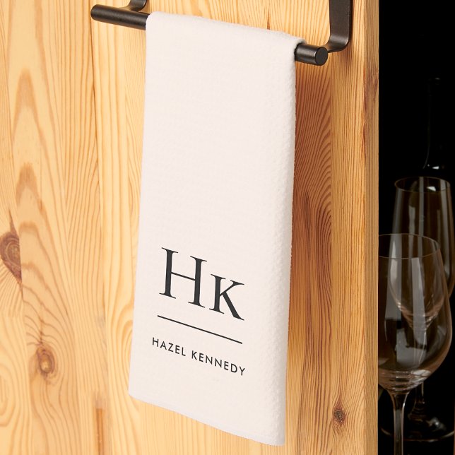 Monogram Classic Elegant Einfaches Minimal Blush Geschirrtuch (Von Creator hochgeladen)