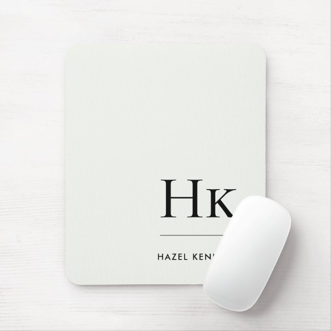 Monogram Classic Elegant Ivory White Initials Mousepad (Mit Mouse)