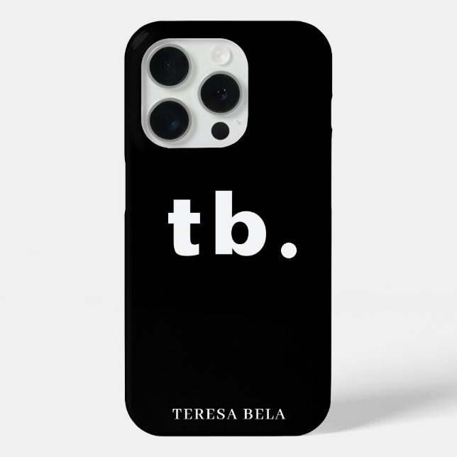 Monogram Classic Elegant Minimal Black and White Case-Mate iPhone Hülle (Rückseite)