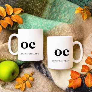 Monogram Classic Elegant Minimal Chic Schwarz-weiß Kaffeetasse