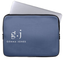 Monogram Classic Elegant Minimal Dusty Blue White