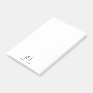 Monogram Classic Elegant Minimal Dusty Blue White Post-it Klebezettel